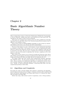 Basic Algorithmic Number Theory