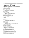 Name Date Class ______ Chapter 7 Test Multiple Choice: Place the