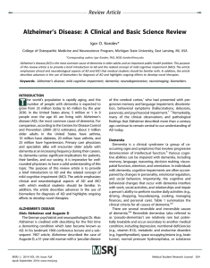 Alzheimer`s Disease: A Clinical and Basic Science Review