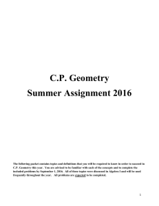 C.P. Geometry Summer Assignment 2016