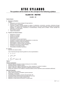 gtse syllabus vii maths