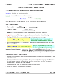 Chapter 09 An Overview of Chemical Reactions Notes