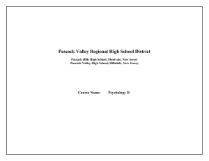Subject: Psychology I - Pascack Valley Regional High School District