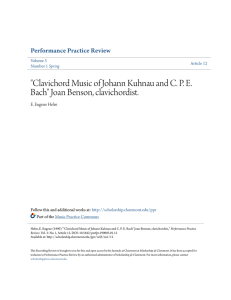 "Clavichord Music of Johann Kuhnau and CPE Bach" Joan Benson