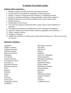 Evolution Test Study Guide: Students will be expected to… Identify