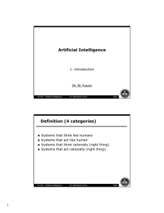 Artificial Intelligence Definition (4 categories)