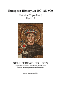 European History, 31 BC–AD 900 SELECT READING LISTS