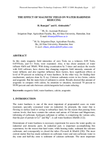 THE EFFECT OF MAGNETIC FIELD ON WATER HARDNESS