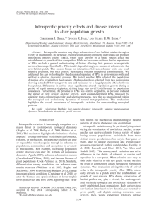 Intraspecific priority effects and disease interact to alter population