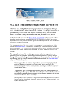 MEDIA PACKET, SEPT. 8, 2014 U.S. can lead climate fight with