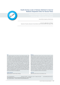 Health Anxiety Levels in Patients Admitted to Internal Medicine