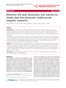 Reference left atrial dimensions and volumes by steady state free
