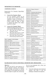 DEPARTMENT OF CHEMISTRY Requirements For Chemistry Major