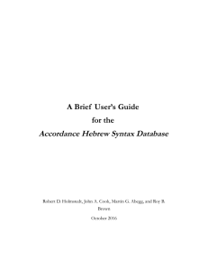 User`s Guide for the Accordance Hebrew Syntax Database