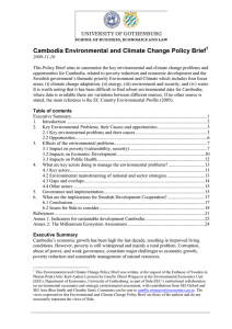 Cambodia Environmental and Climate Change Policy Brief