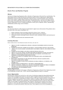 Electric Power and Machines Program Mission Objectives Learning