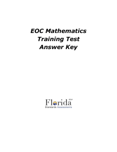 EOC Mathematics Training Test Answer Key