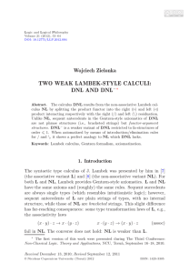 TWO WEAK LAMBEK-STYLE CALCULI: DNL AND DNL−∗