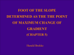foot of the slope determined as the the point of maximum change of
