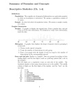 Summary of Formulas and Concepts Descriptive Statistics (Ch. 1-4)