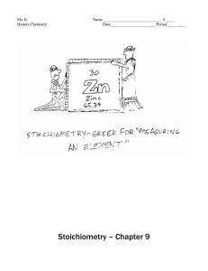 Stoichiometry – Chapter 9