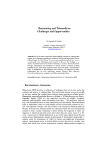 Datamining and Telemedicine Challenges and