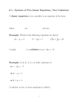 Section 6.1, Systems of Two Linear Equations in Two Unknowns