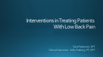 Interventions in Treating Patients With Low Back Pain