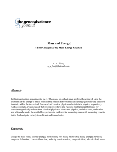 A Brief Analysis of the Mass-Energy Relation