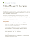 Webinar Program Manager Job Description