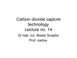 Carbon dioxide capture technology Lecture no. 14