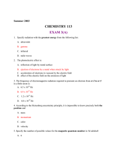 CHEMISTRY 113 EXAM 3(A)