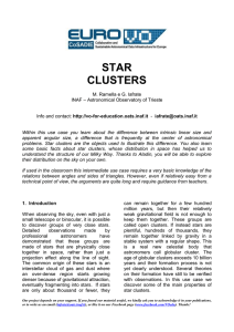 STAR CLUSTERS M. Ramella e G. Iafrate INAF – Astronomical