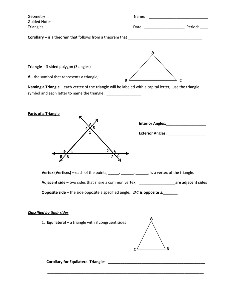 Guided Notes Triangles