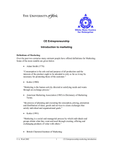 CE Entrepreneurship Introduction to marketing