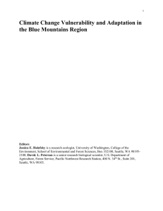 Climate Change Vulnerability and Adaptation in the Blue Mountains