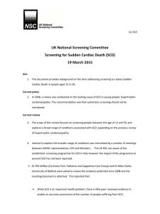 UK National Screening Committee Screening for Sudden Cardiac