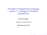 Principles of Programming Languages Lecture 11: Paradigms