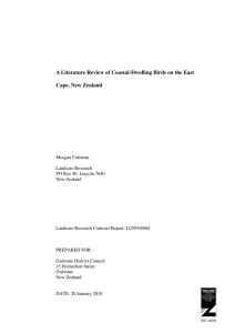 A Literature Review of Coastal-Dwelling Birds on the