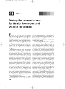 Dietary Recommendations for Health Promotion and Disease