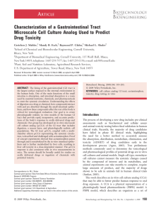 Characterization of a gastrointestinal tract microscale cell culture