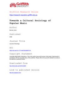 Towards a Cultural Sociology of Popular Music