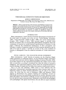 THE SOCIAL CONSTITUTION OF EMOTION