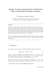 Sample Average Approximation of Expected Value Constrained