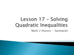 Lesson 17 – Solving Quadratic Inequalities