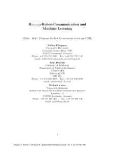 Human-Robot-Communication and Machine Learning