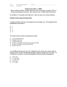 Problem 1 - Department of Physics and Astronomy : University of