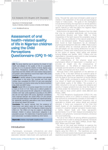Assessment of oral health-related quality of life in Nigerian children