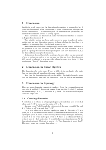 1 Dimension 2 Dimension in linear algebra 3 Dimension in topology