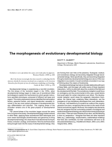 The morphogenesis of evolutionary developmental biology
